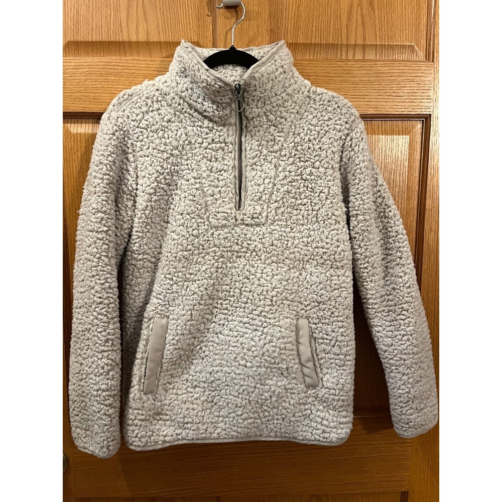 Thread & Supply Size XS Comfy Fluffy Fuzzy Pullover Quarter Zip Coat Pockets